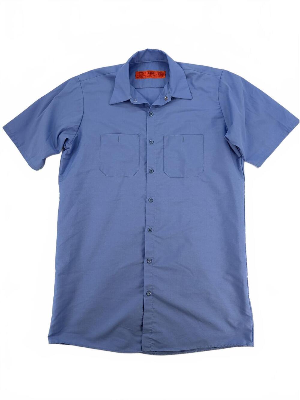 Red Kap Work Shirt Large Blue Durable Cotton Blend